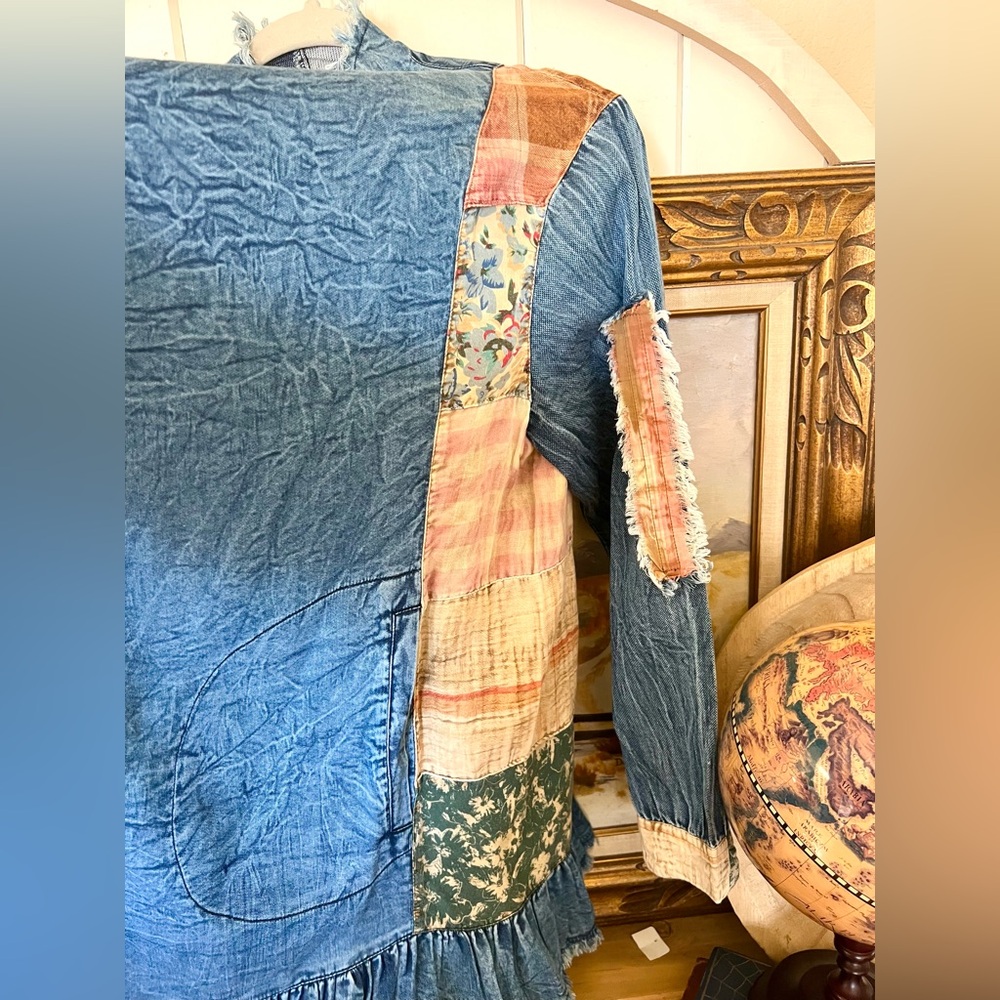 New! Young Threads Artisan Boho Patchwork Denim C… - image 5